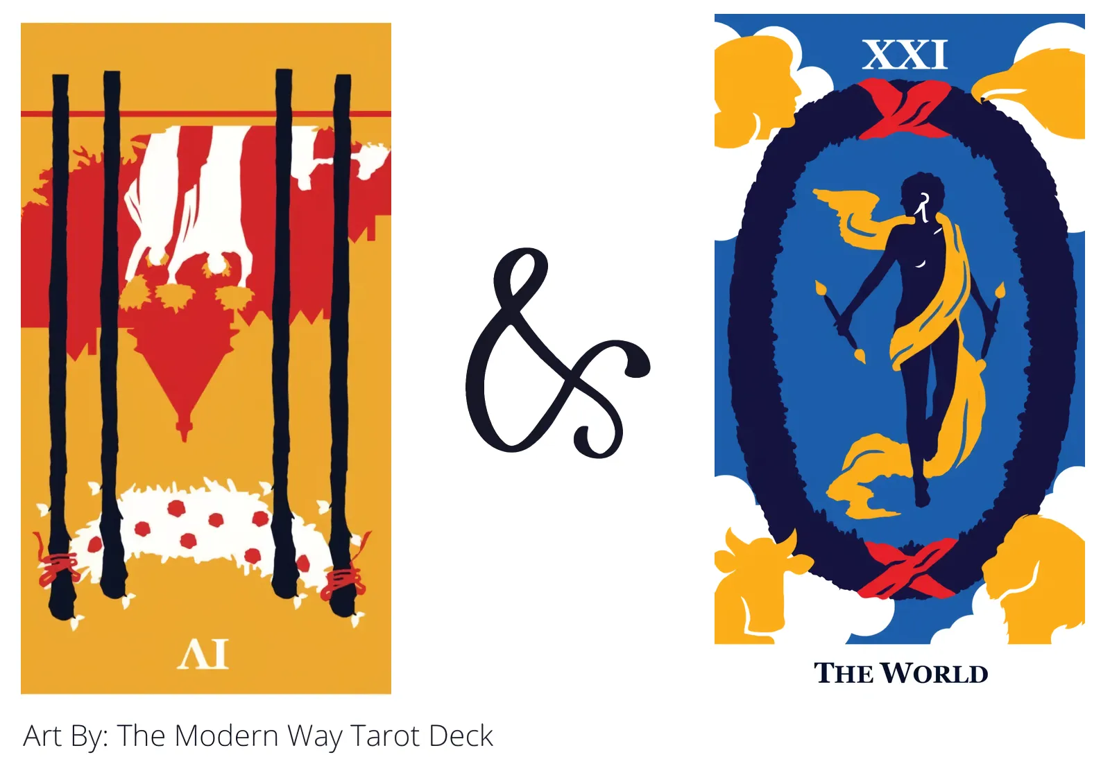 four of wands reversed and the world tarot cards together