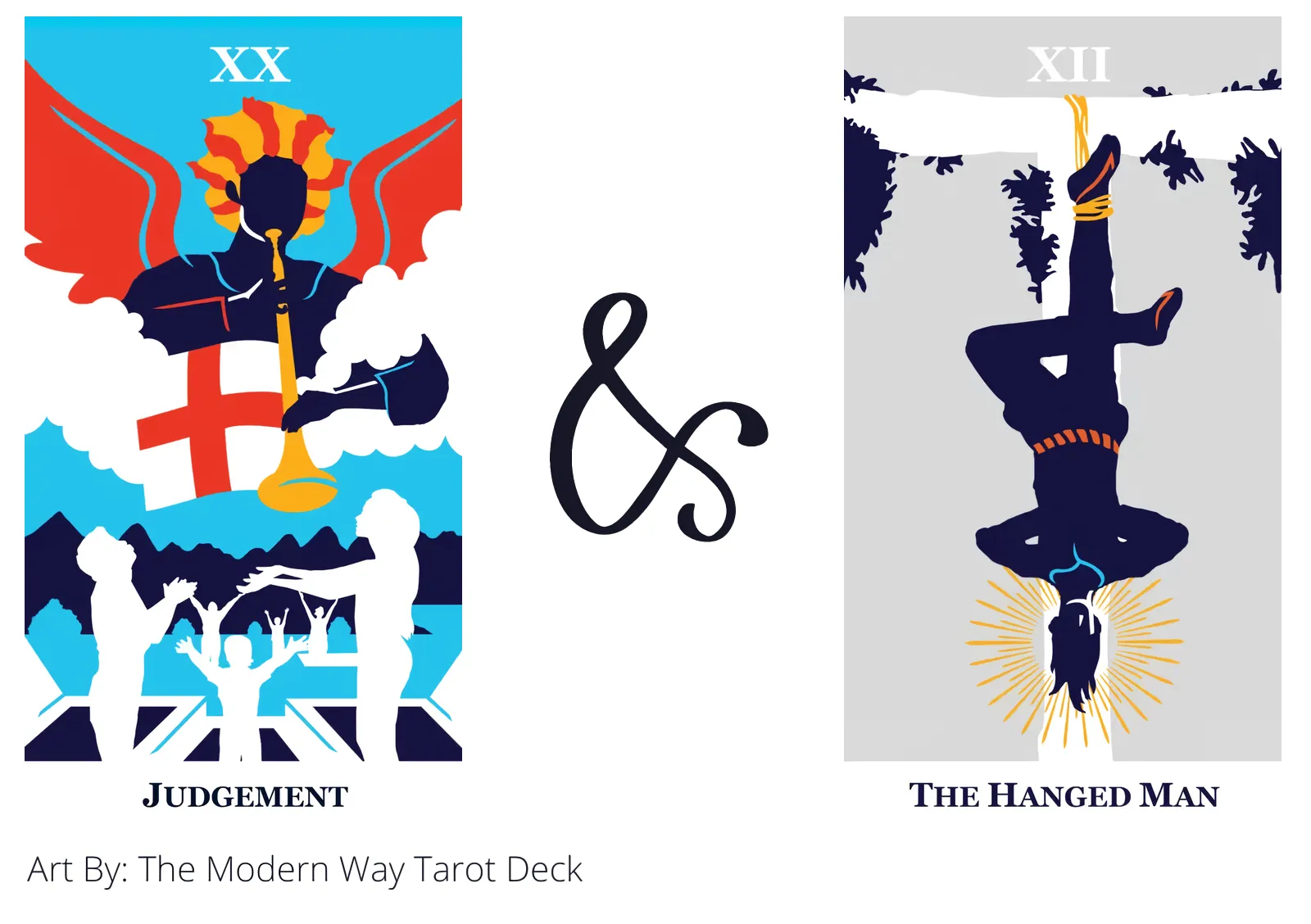 judgement and the hanged man tarot cards together