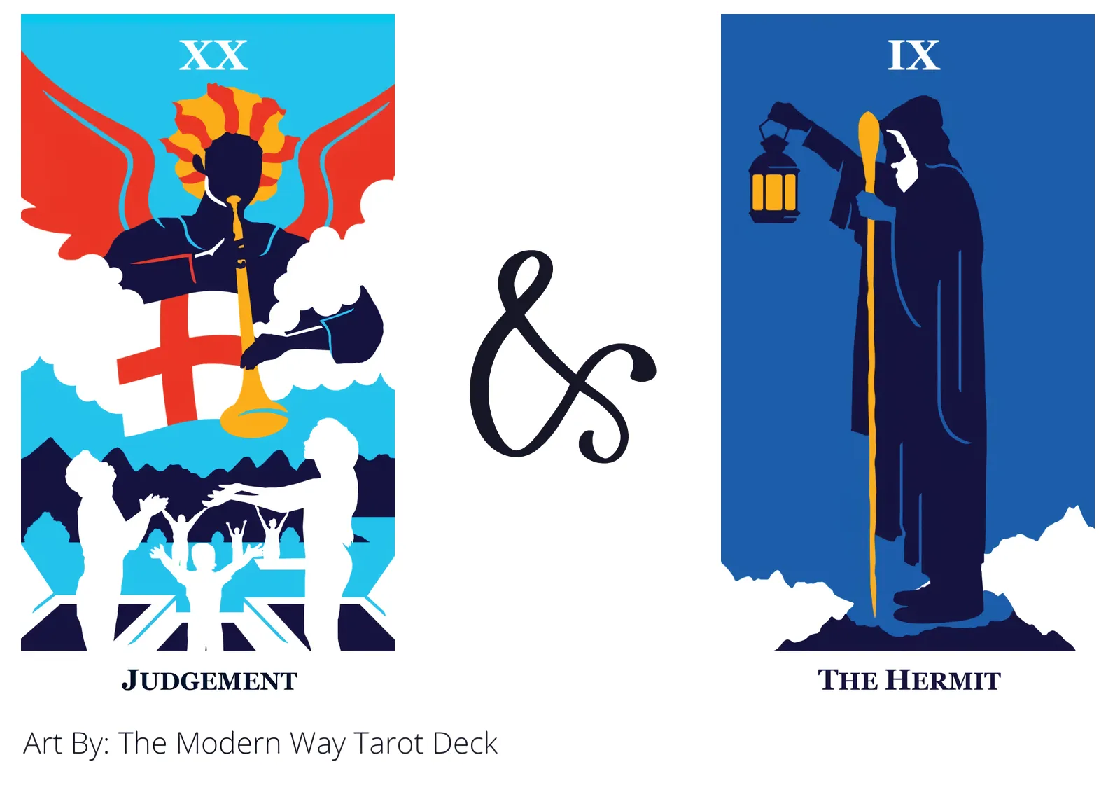 judgement and the hermit tarot cards together