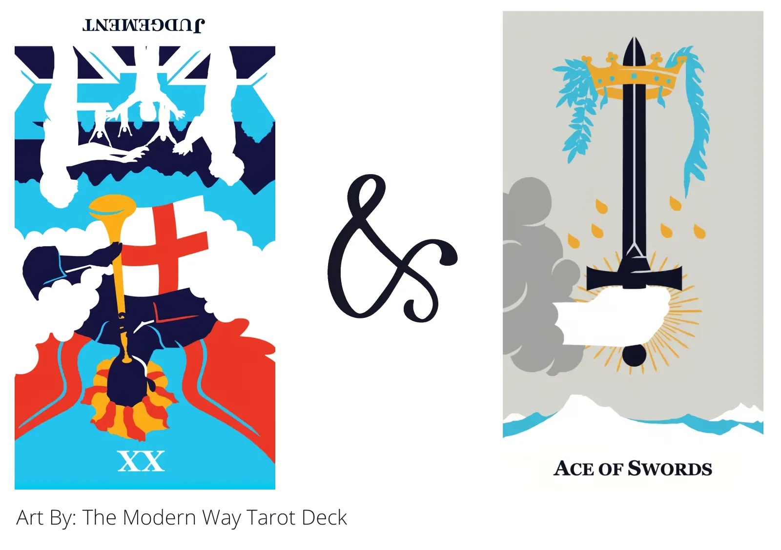 judgement reversed and ace of swords tarot cards together