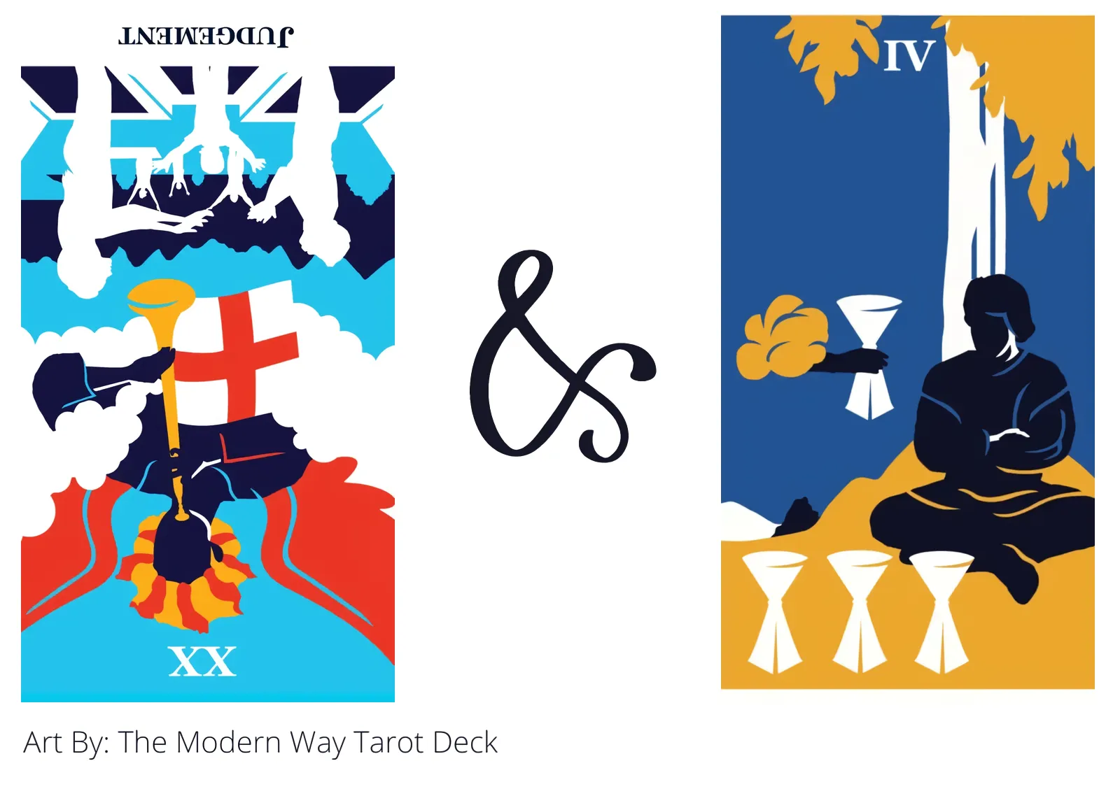 judgement reversed and four of cups tarot cards together