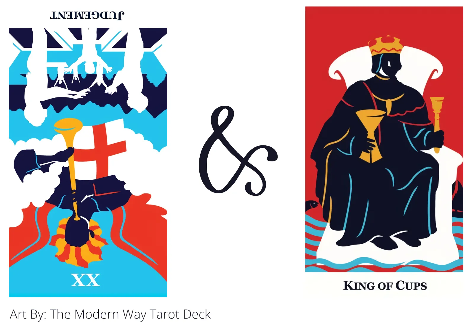 judgement reversed and king of cups tarot cards together