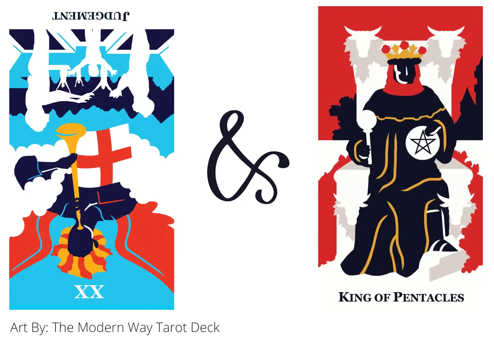 judgement reversed and king of pentacles tarot cards together
