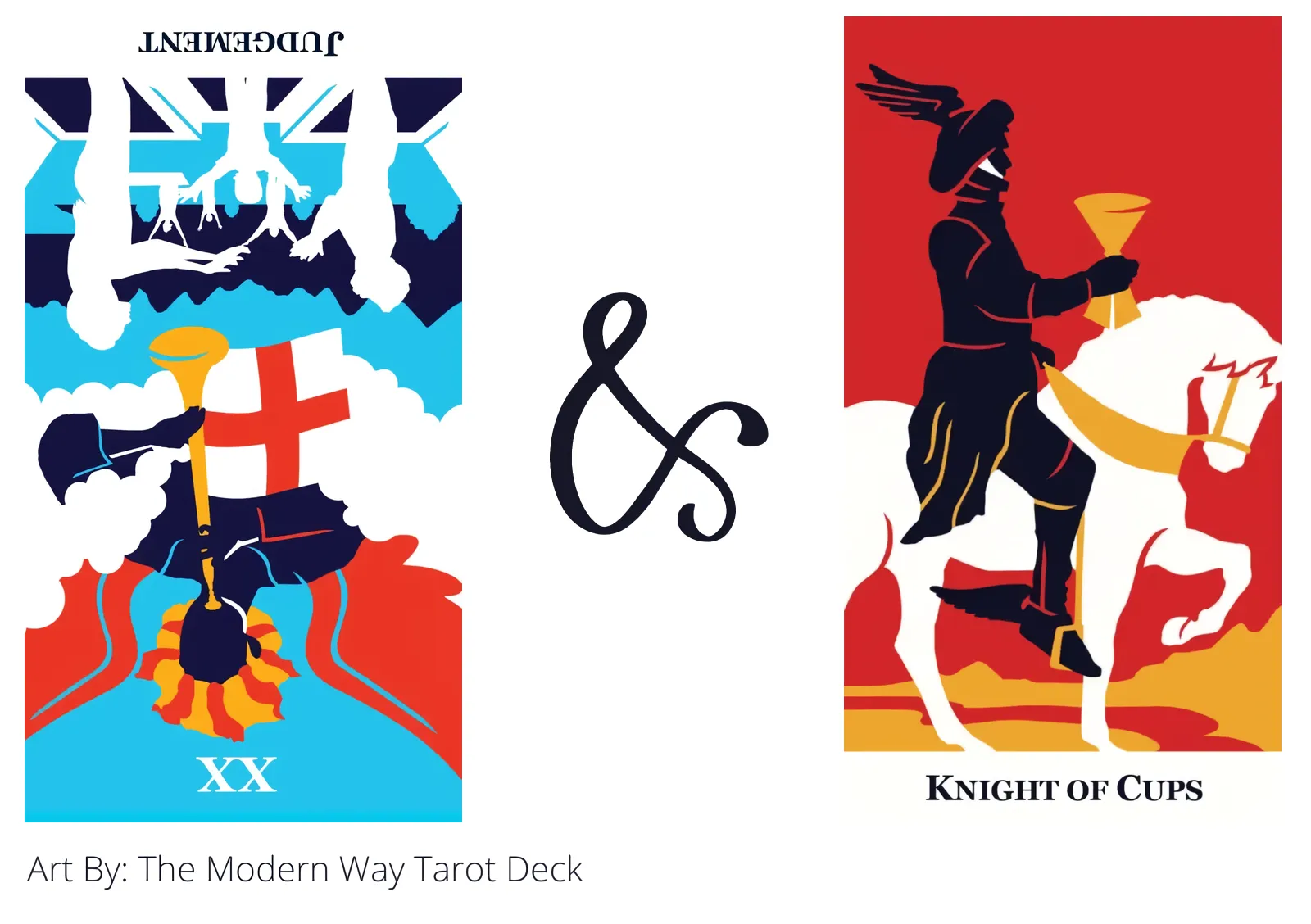 judgement reversed and knight of cups tarot cards together