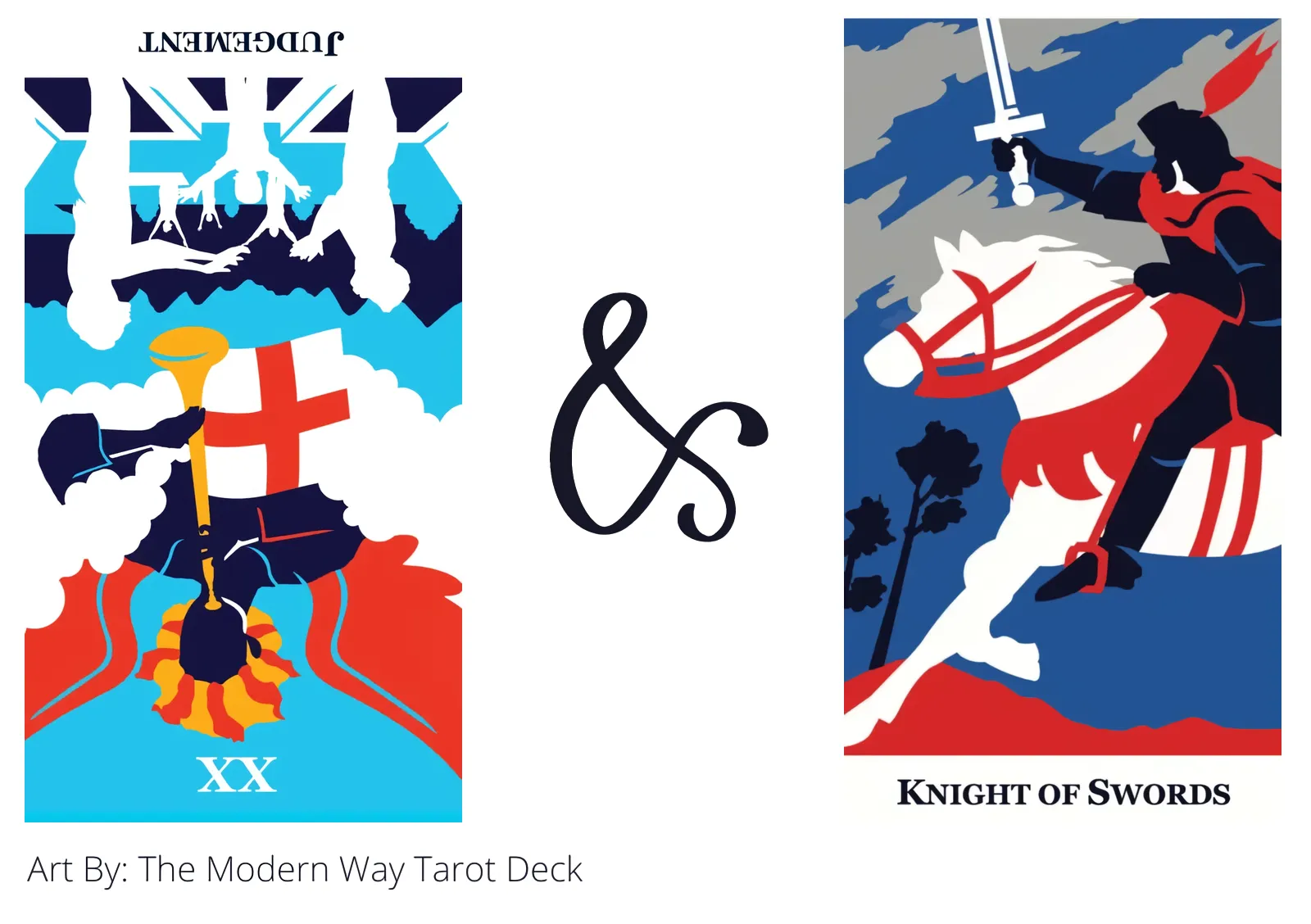 judgement reversed and knight of swords tarot cards together