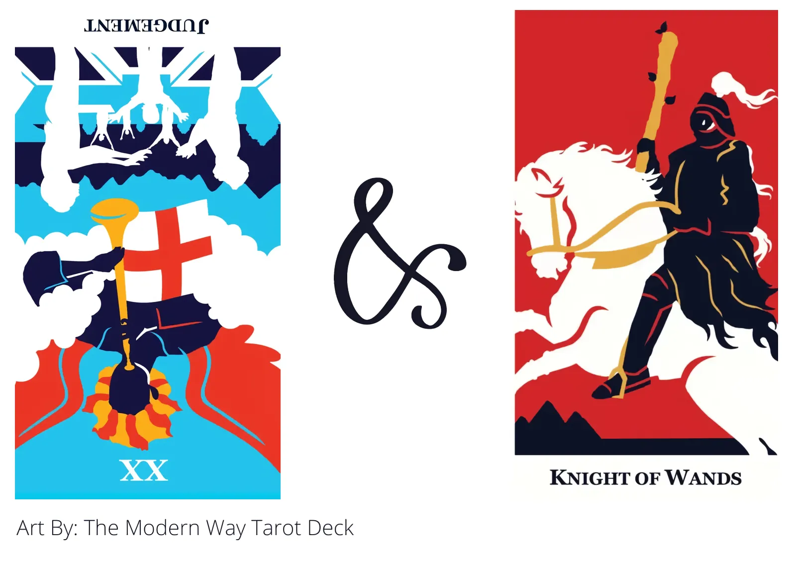 judgement reversed and knight of wands tarot cards together