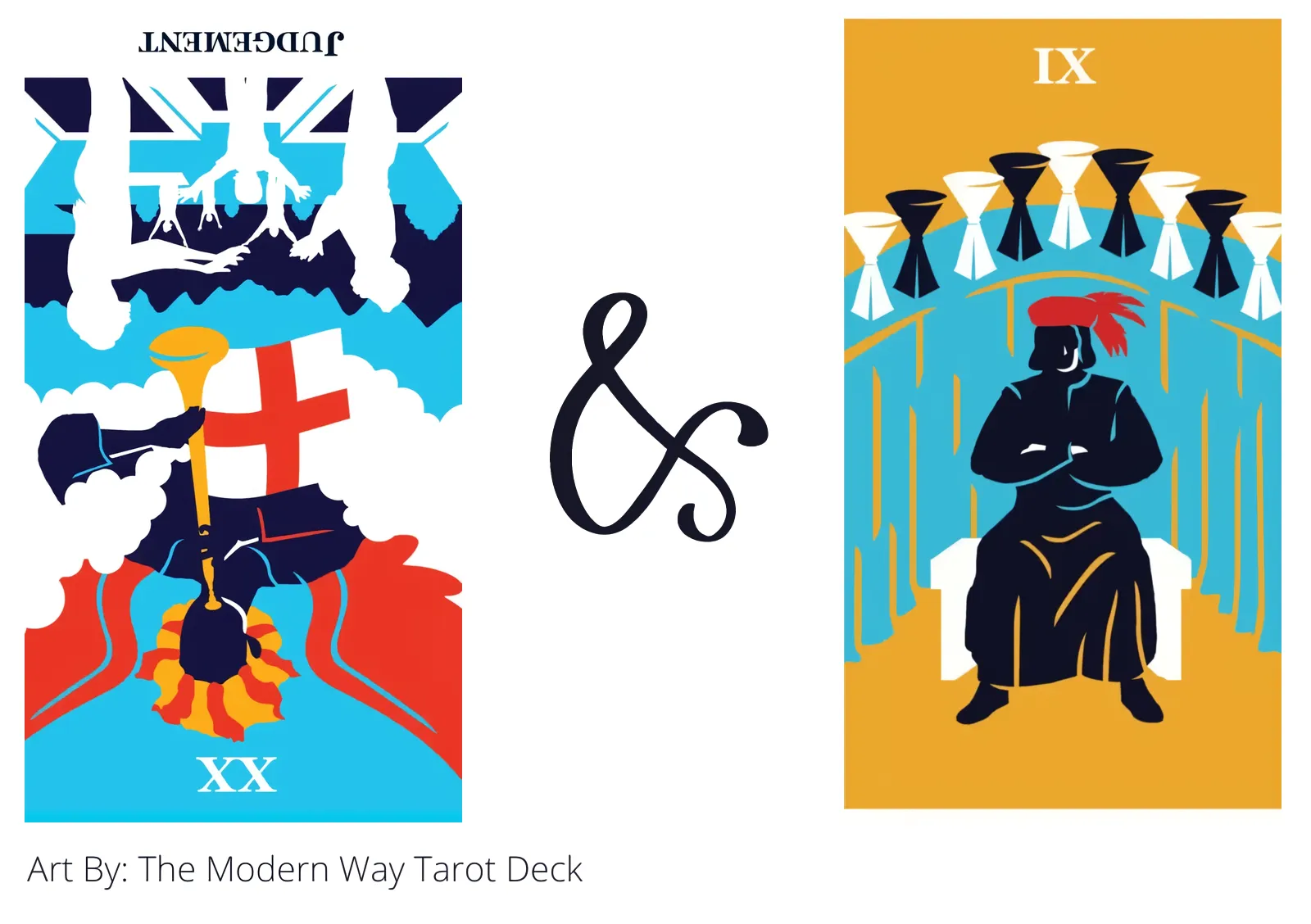 judgement reversed and nine of cups tarot cards together