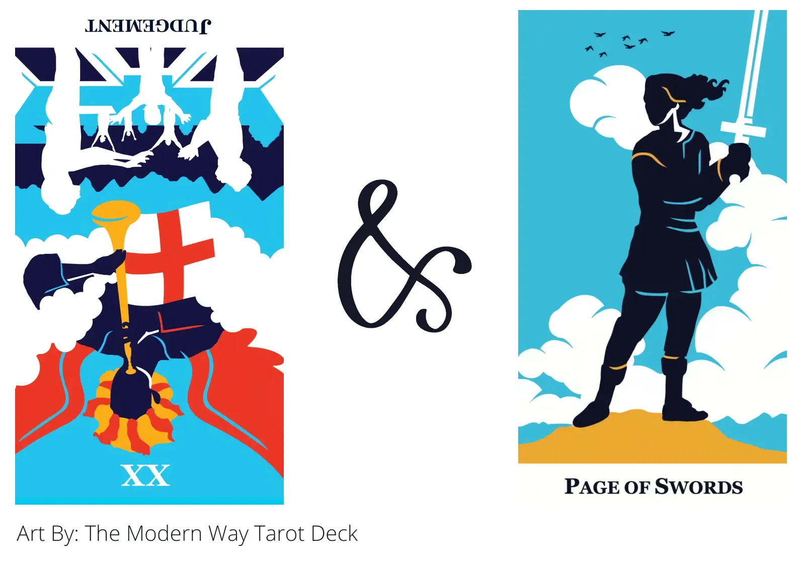 judgement reversed and page of swords tarot cards together