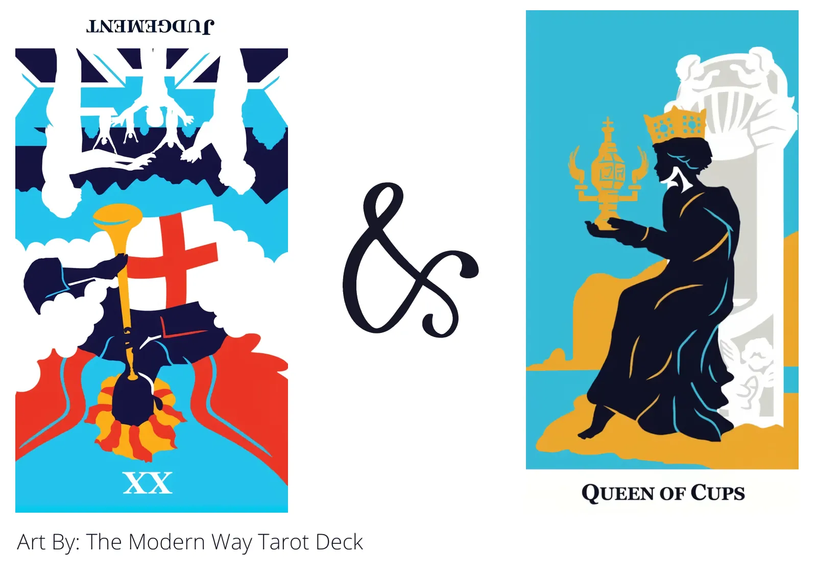 judgement reversed and queen of cups tarot cards together