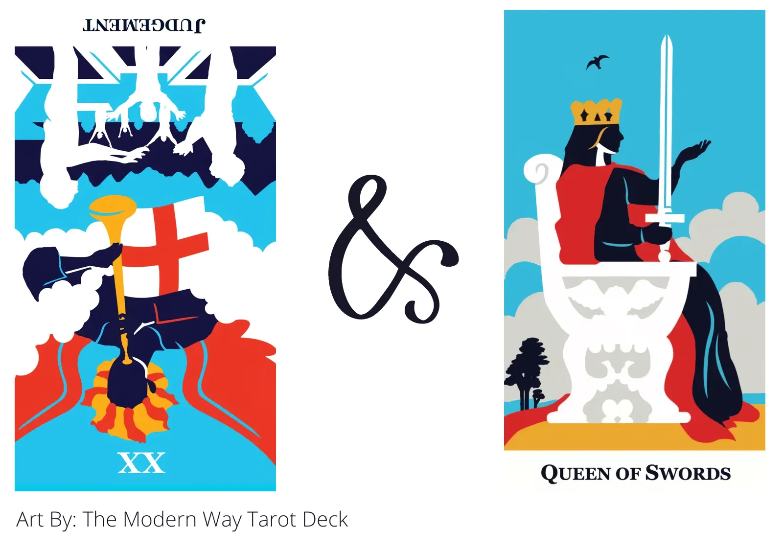 judgement reversed and queen of swords tarot cards together