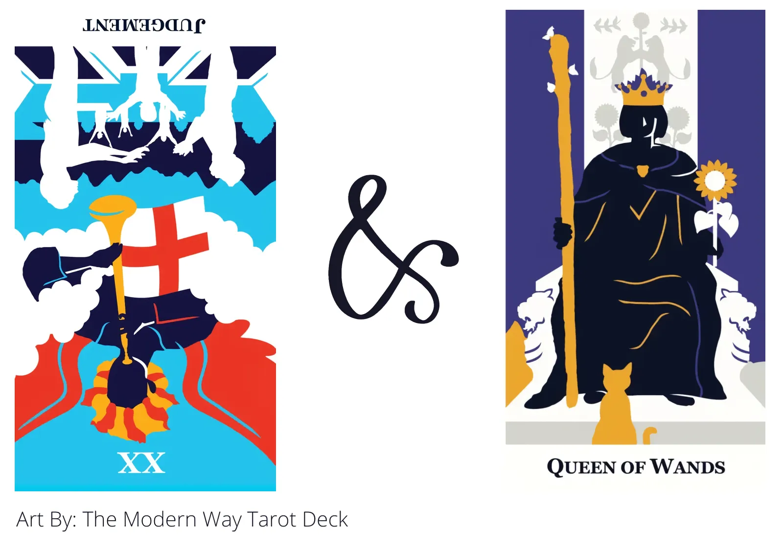 judgement reversed and queen of wands tarot cards together