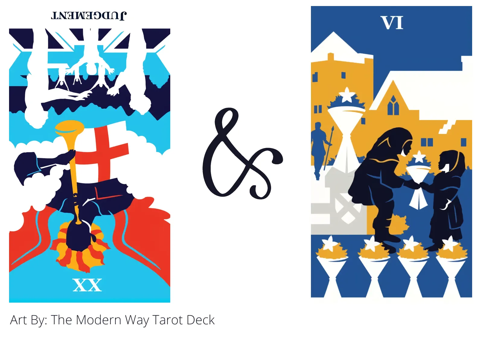 judgement reversed and six of cups tarot cards together
