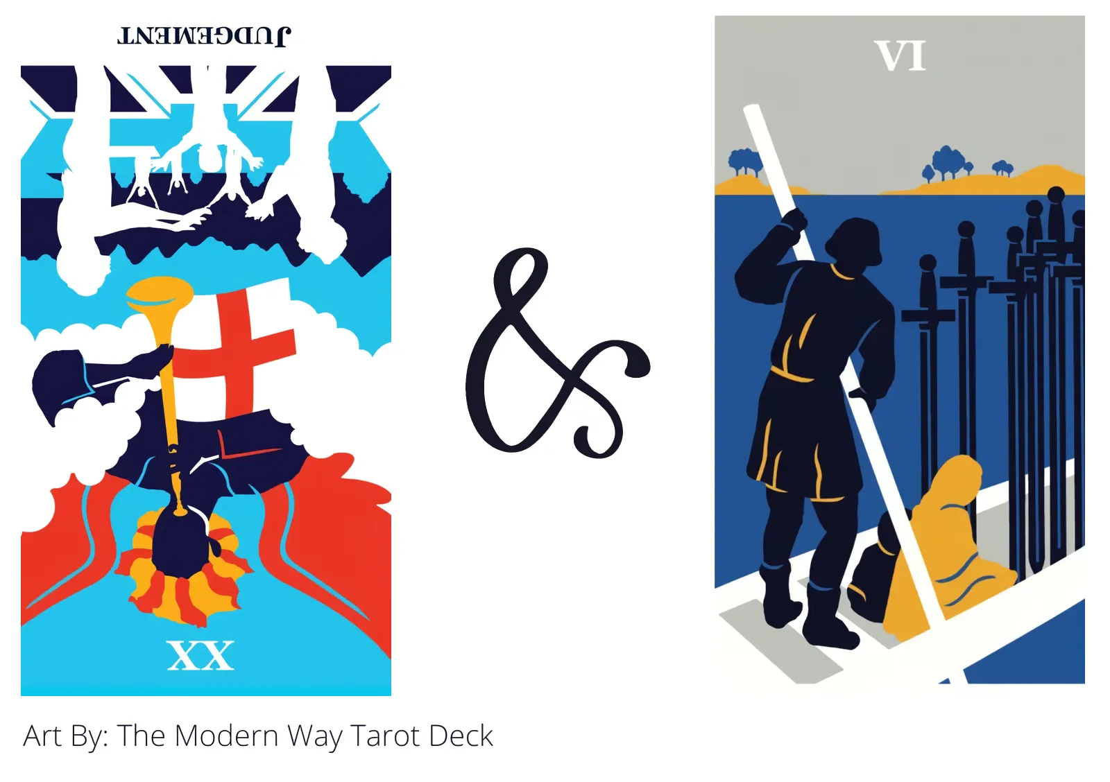 judgement reversed and six of swords tarot cards together