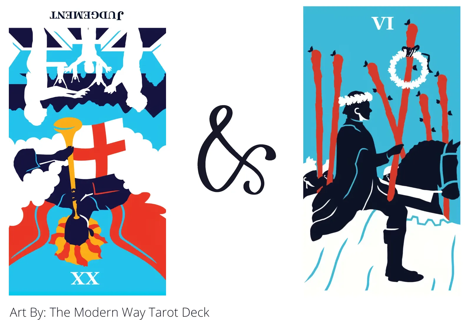 judgement reversed and six of wands tarot cards together