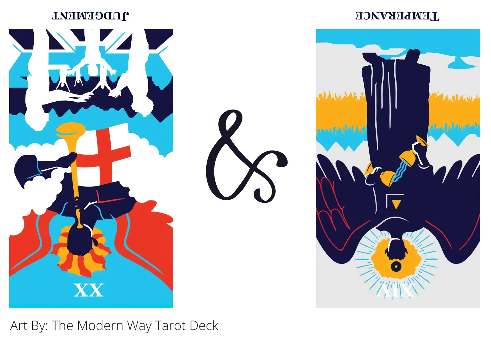 judgement reversed and temperance reversed tarot cards together