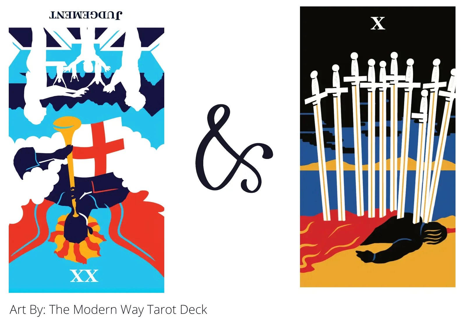 judgement reversed and ten of swords tarot cards together