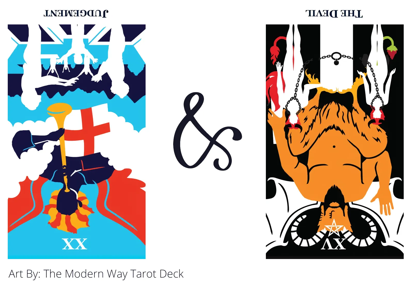 judgement reversed and the devil reversed tarot cards together