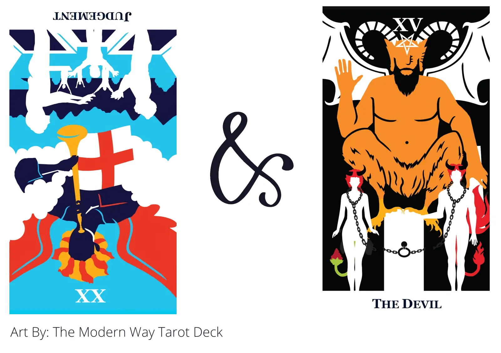 judgement reversed and the devil tarot cards together