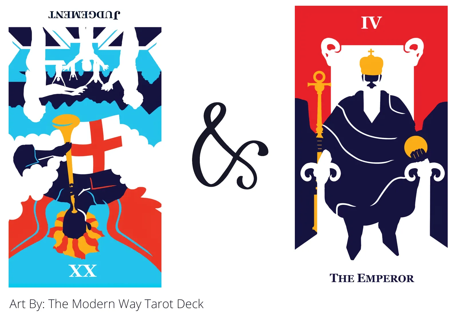 judgement reversed and the emperor tarot cards together