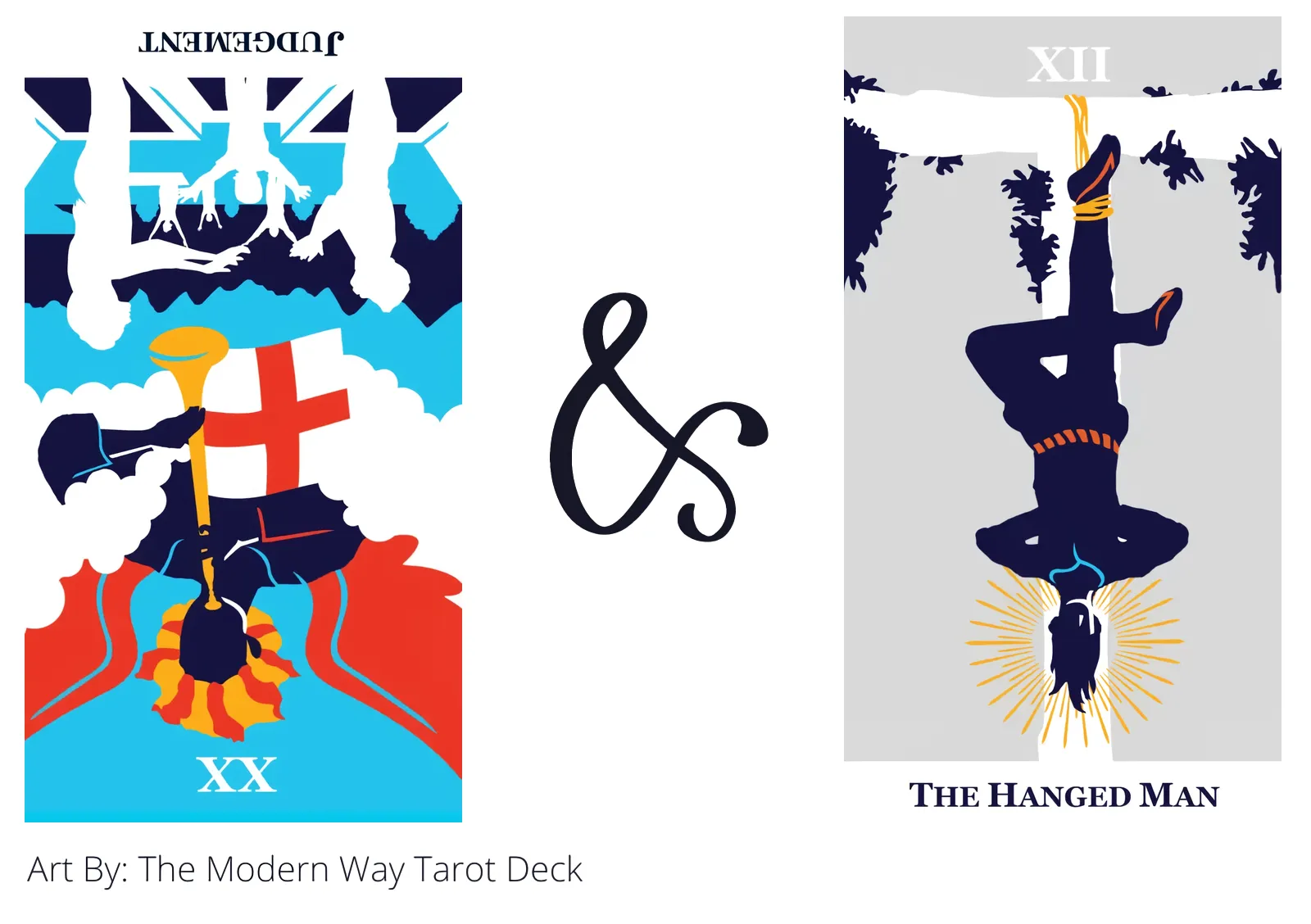 judgement reversed and the hanged man tarot cards together