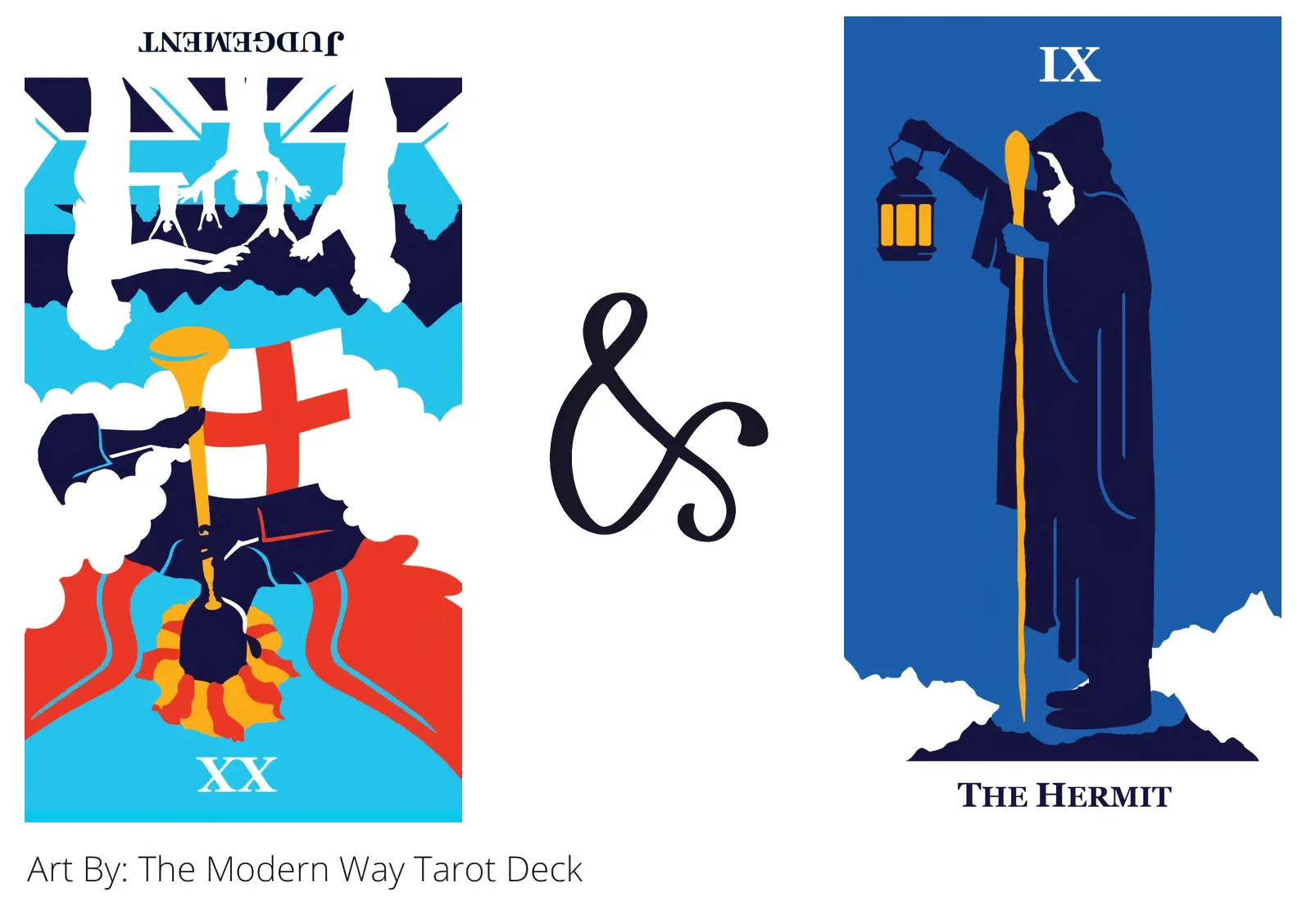 judgement reversed and the hermit tarot cards together