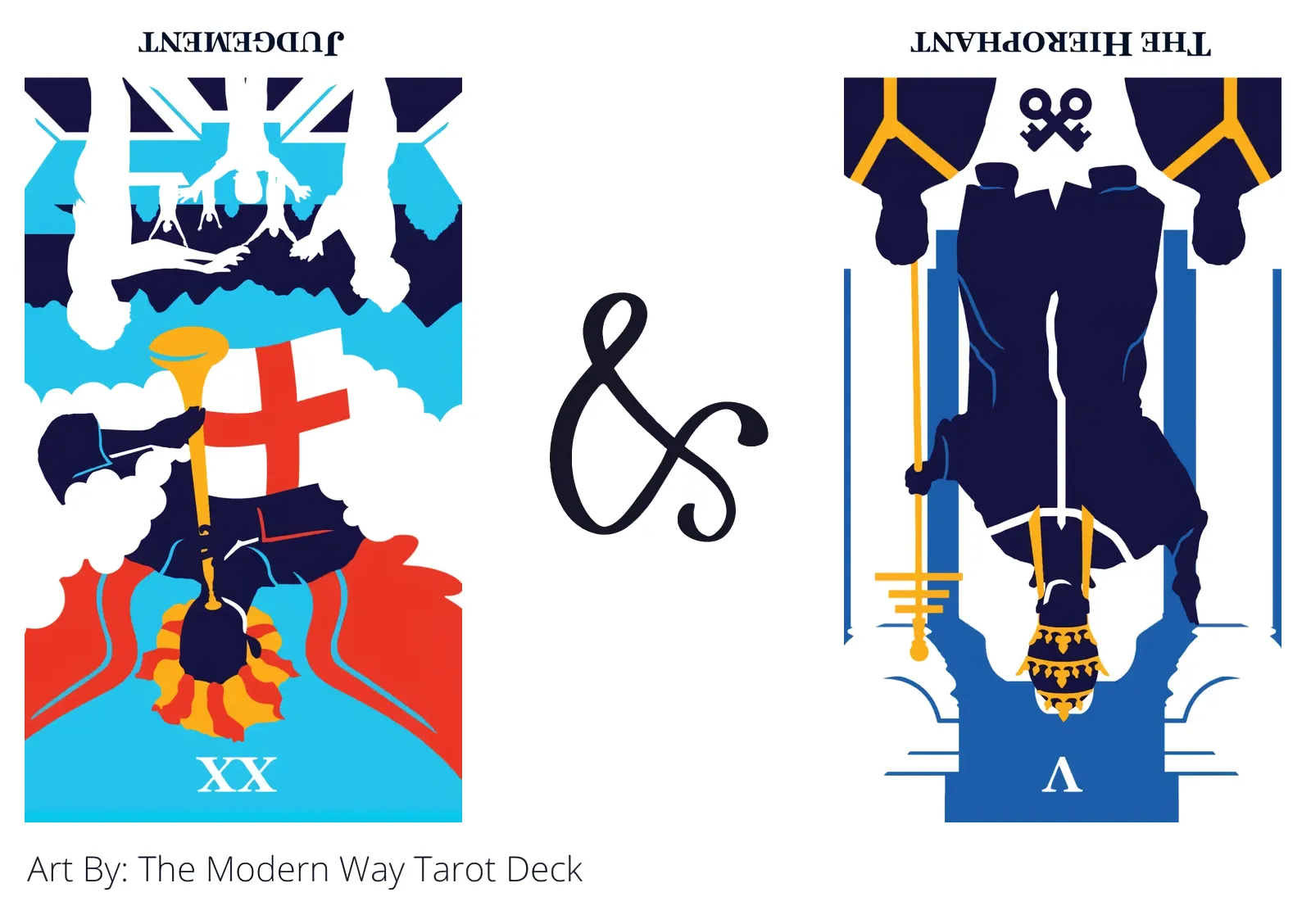 judgement reversed and the hierophant reversed tarot cards together