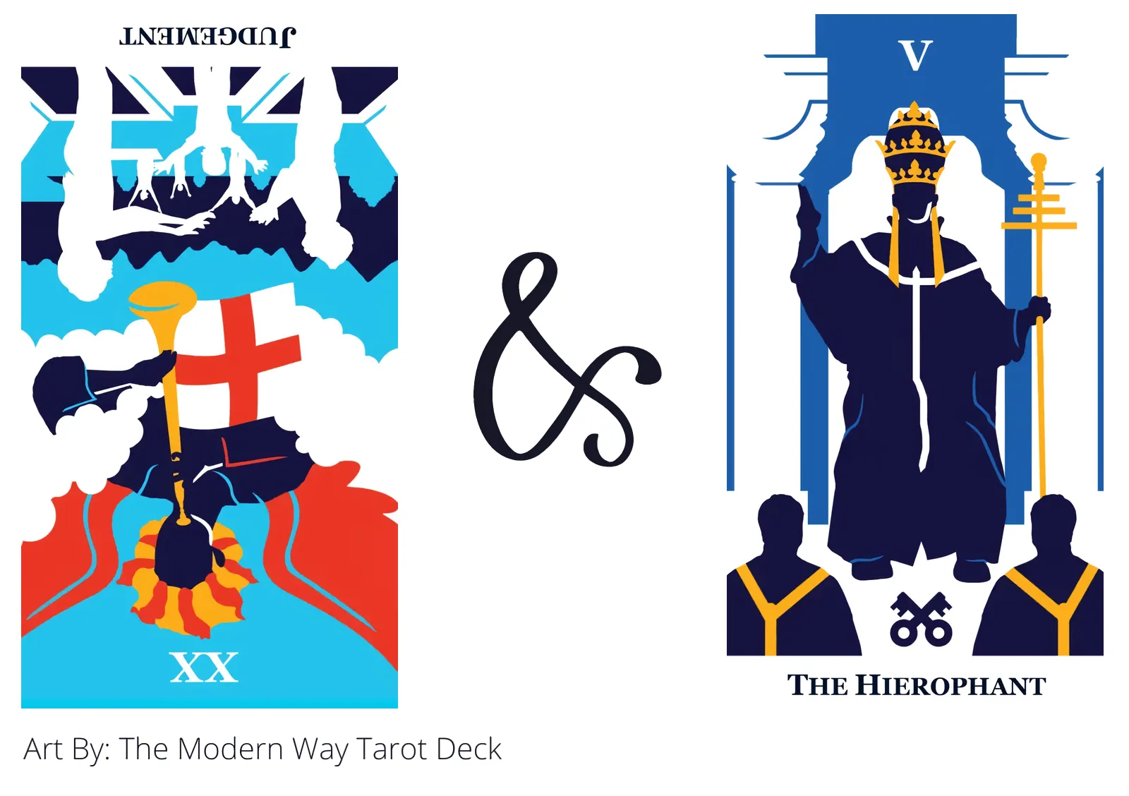 judgement reversed and the hierophant tarot cards together