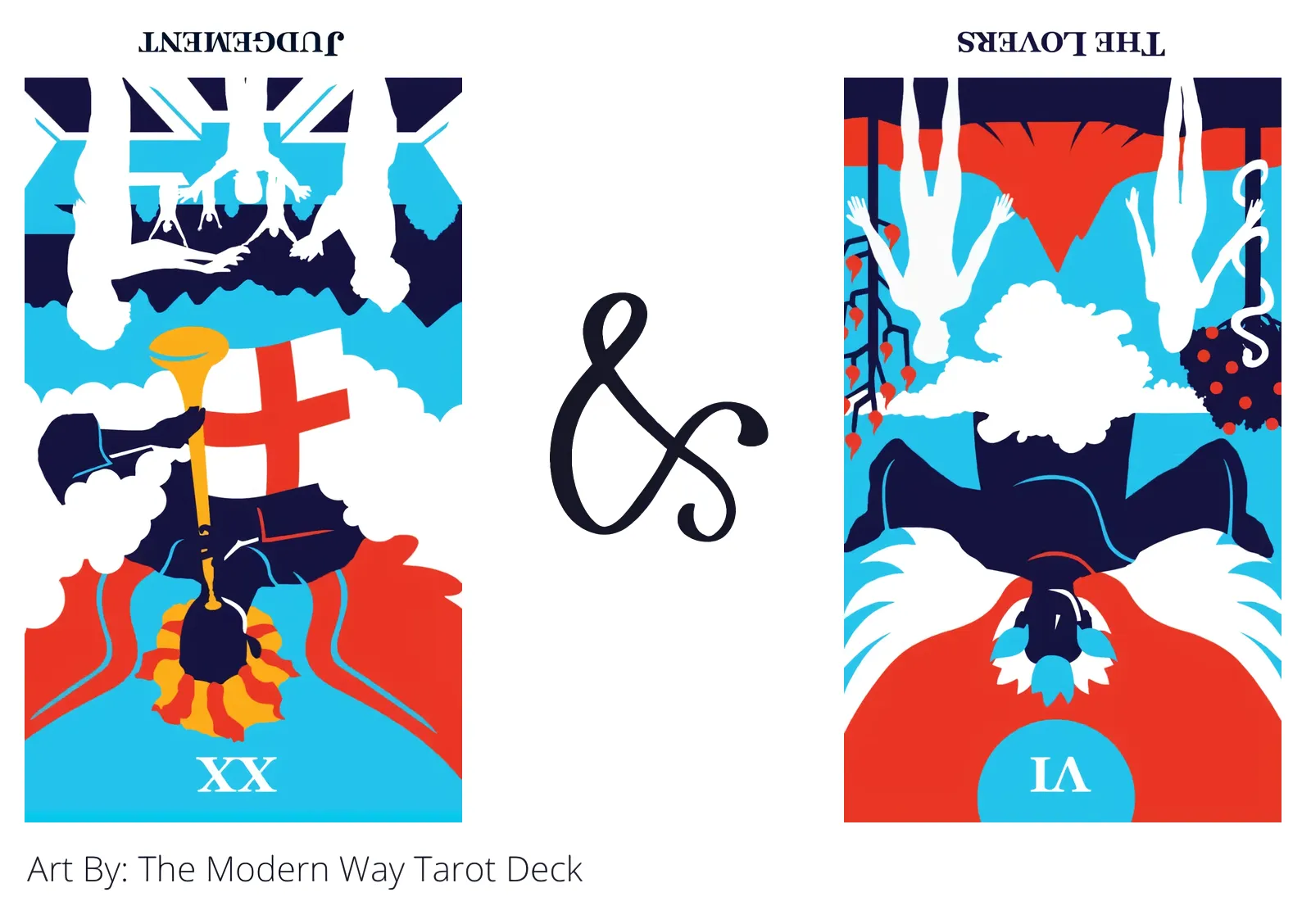 judgement reversed and the lovers reversed tarot cards together