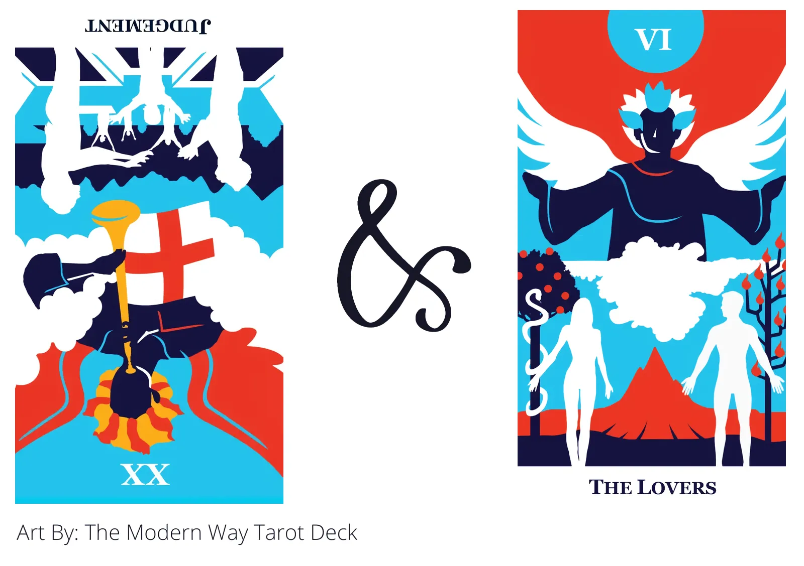 judgement reversed and the lovers tarot cards together