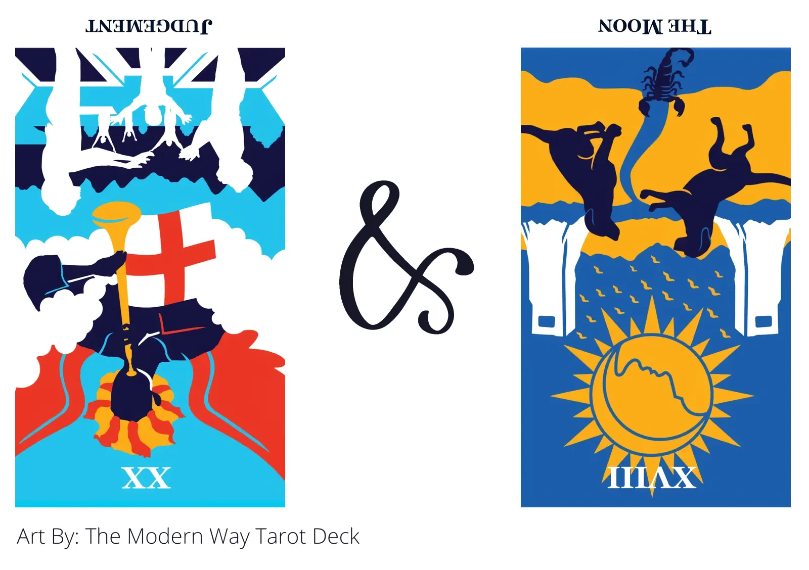 judgement reversed and the moon reversed tarot cards together