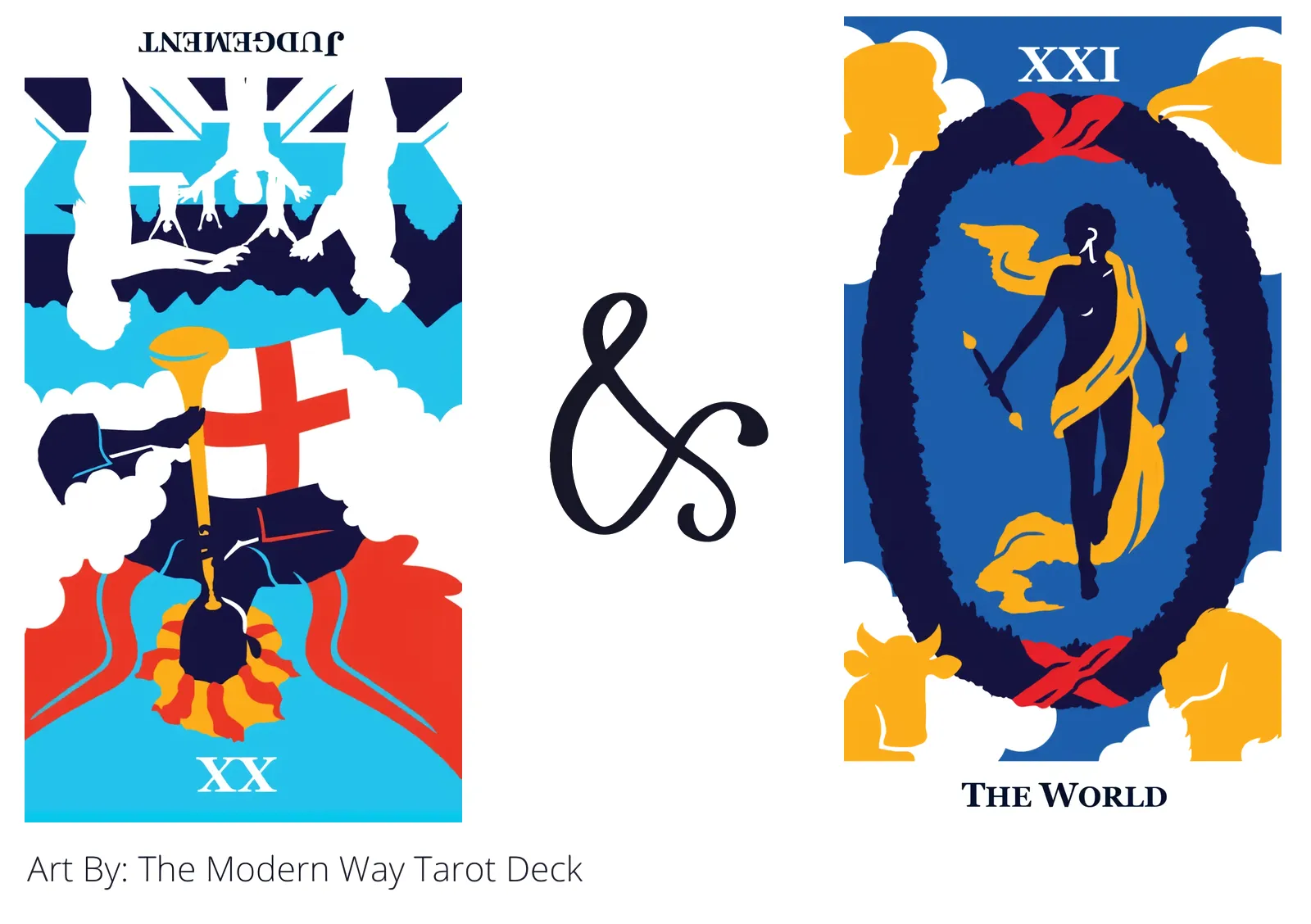 judgement reversed and the world tarot cards together