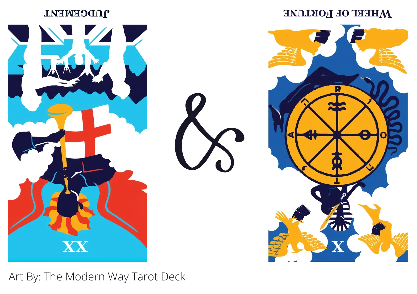 judgement reversed and wheel of fortune reversed tarot cards together