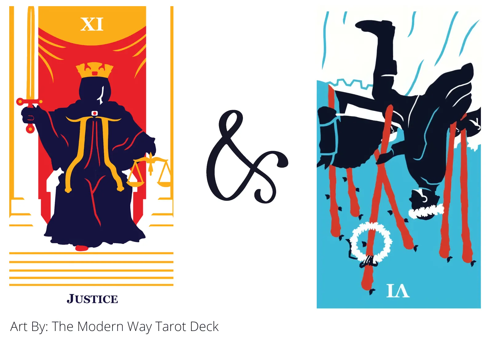 justice and six of wands reversed tarot cards together