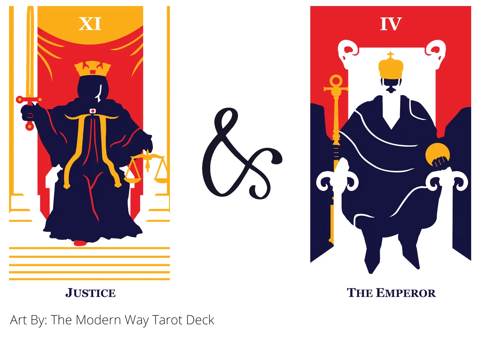 justice and the emperor tarot cards together