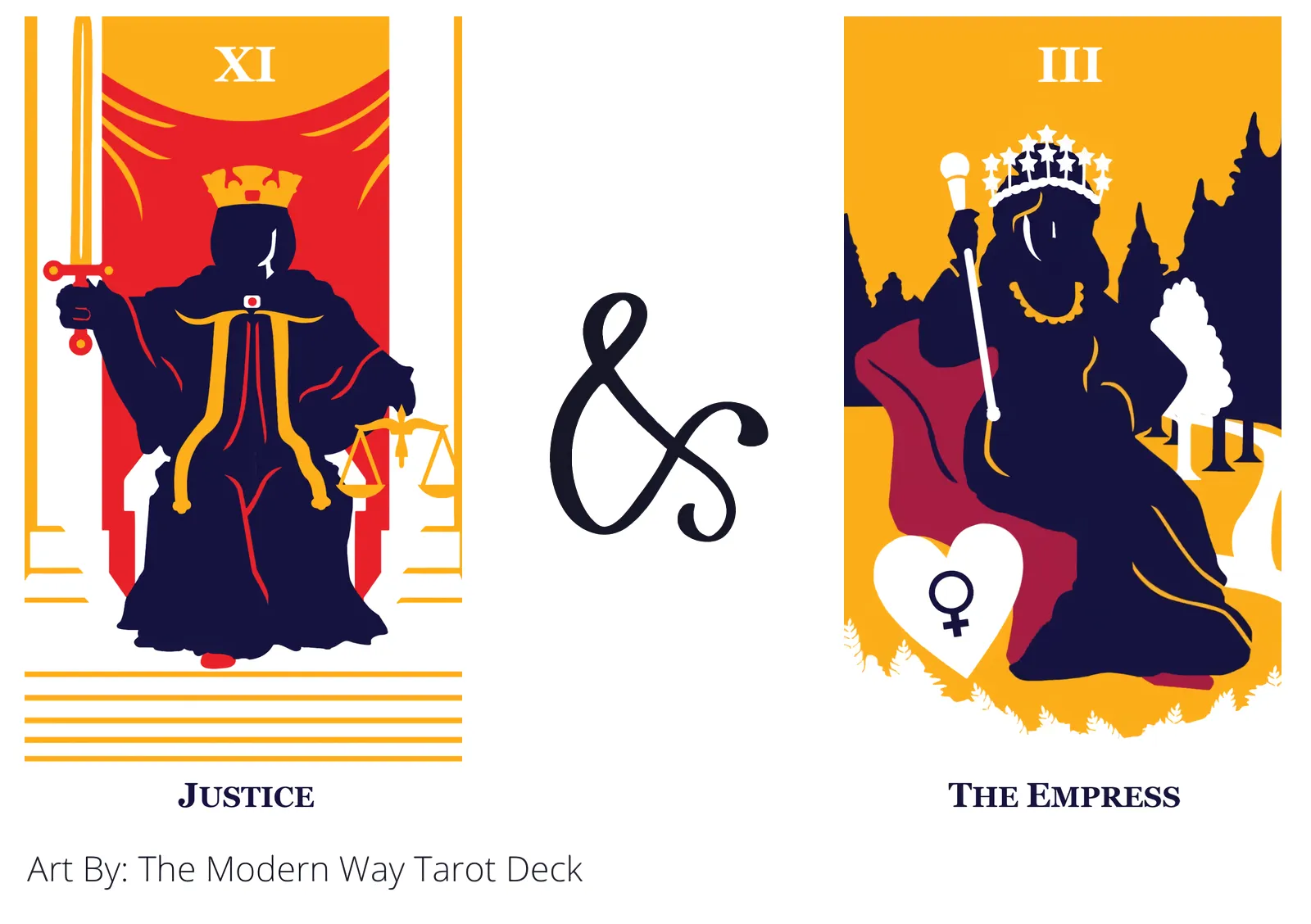 justice and the empress tarot cards together