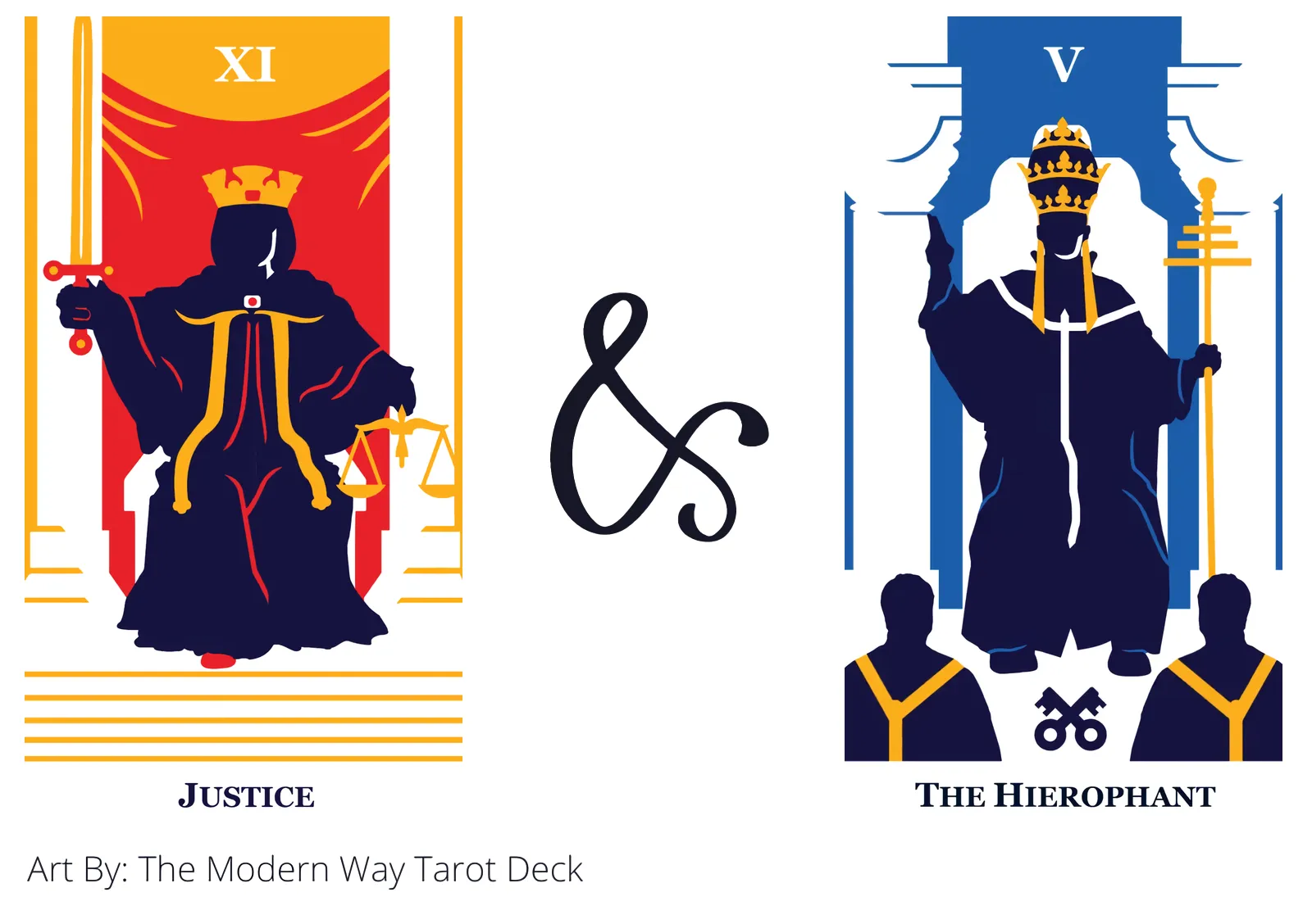 justice and the hierophant tarot cards together