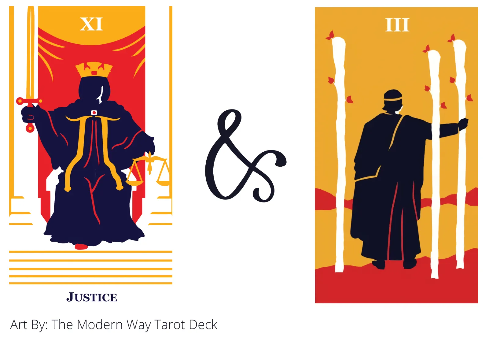 justice and three of wands tarot cards together