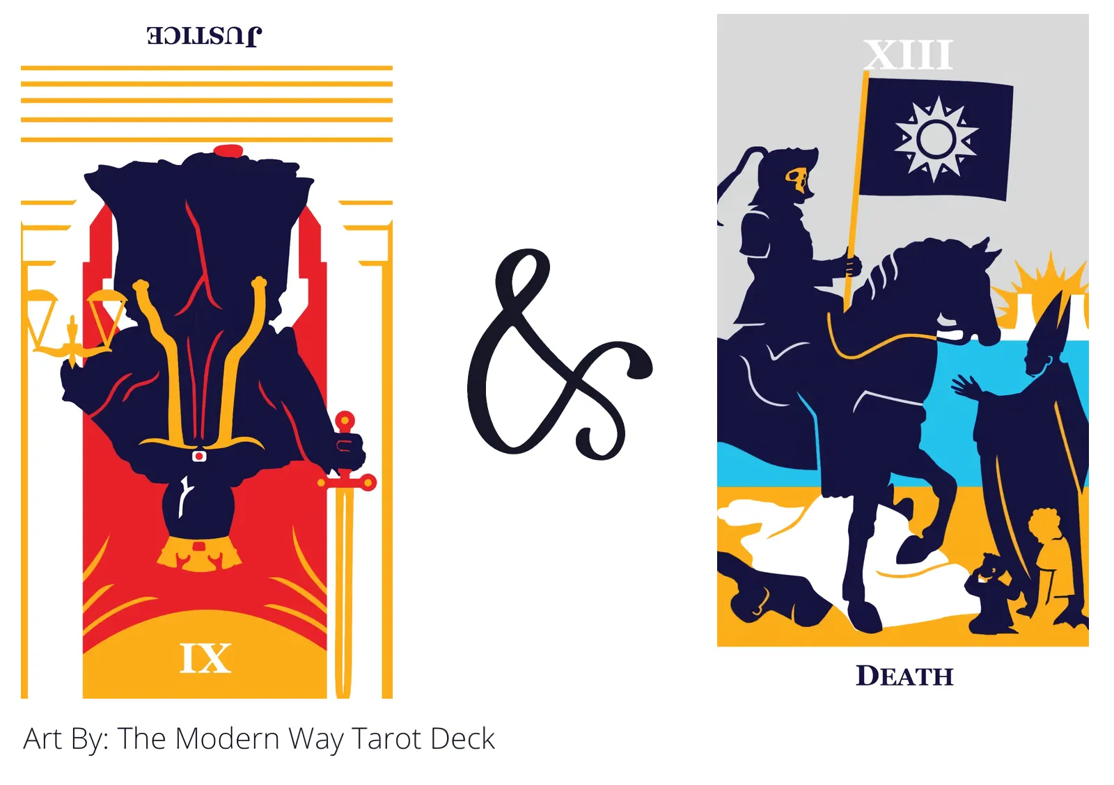 justice reversed and death tarot cards together