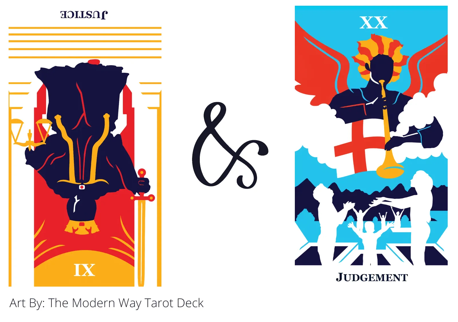 justice reversed and judgement tarot cards together