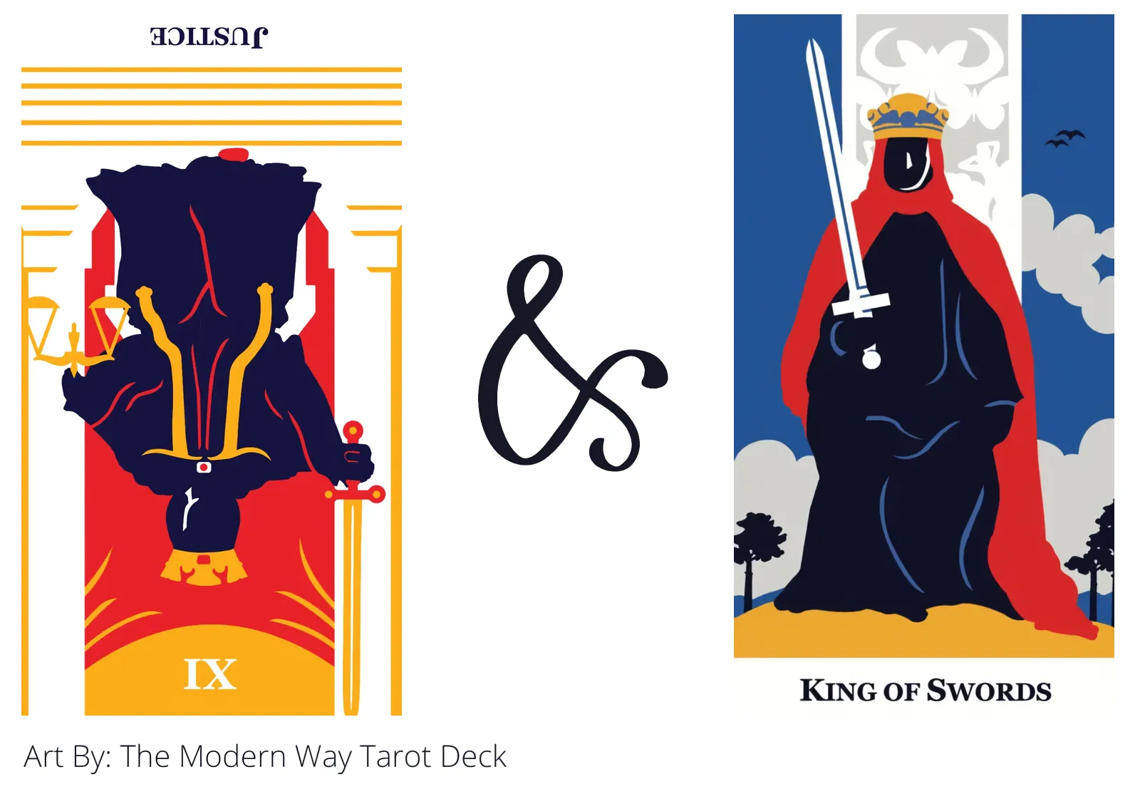 justice reversed and king of swords tarot cards together