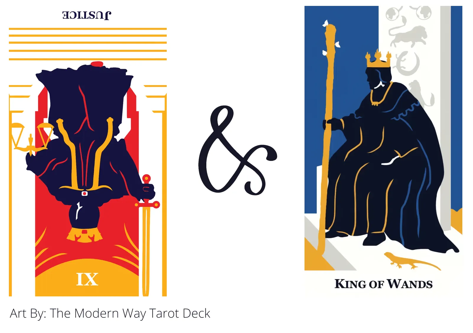 justice reversed and king of wands tarot cards together