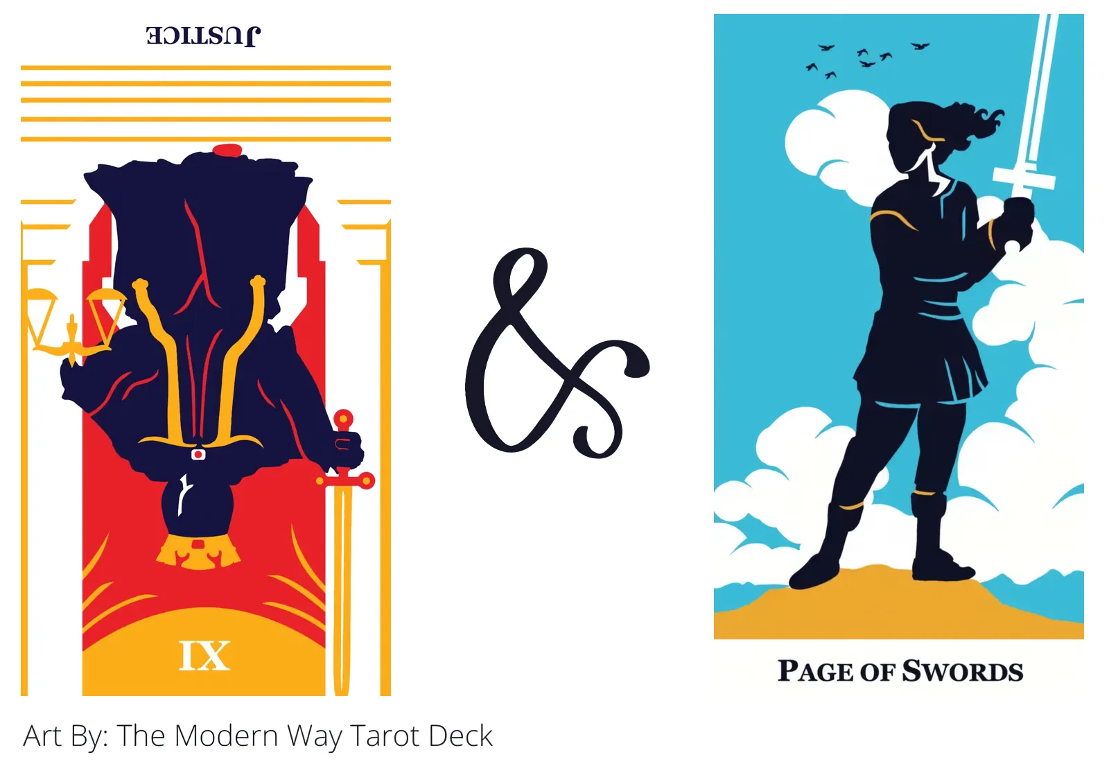 justice reversed and page of swords tarot cards together