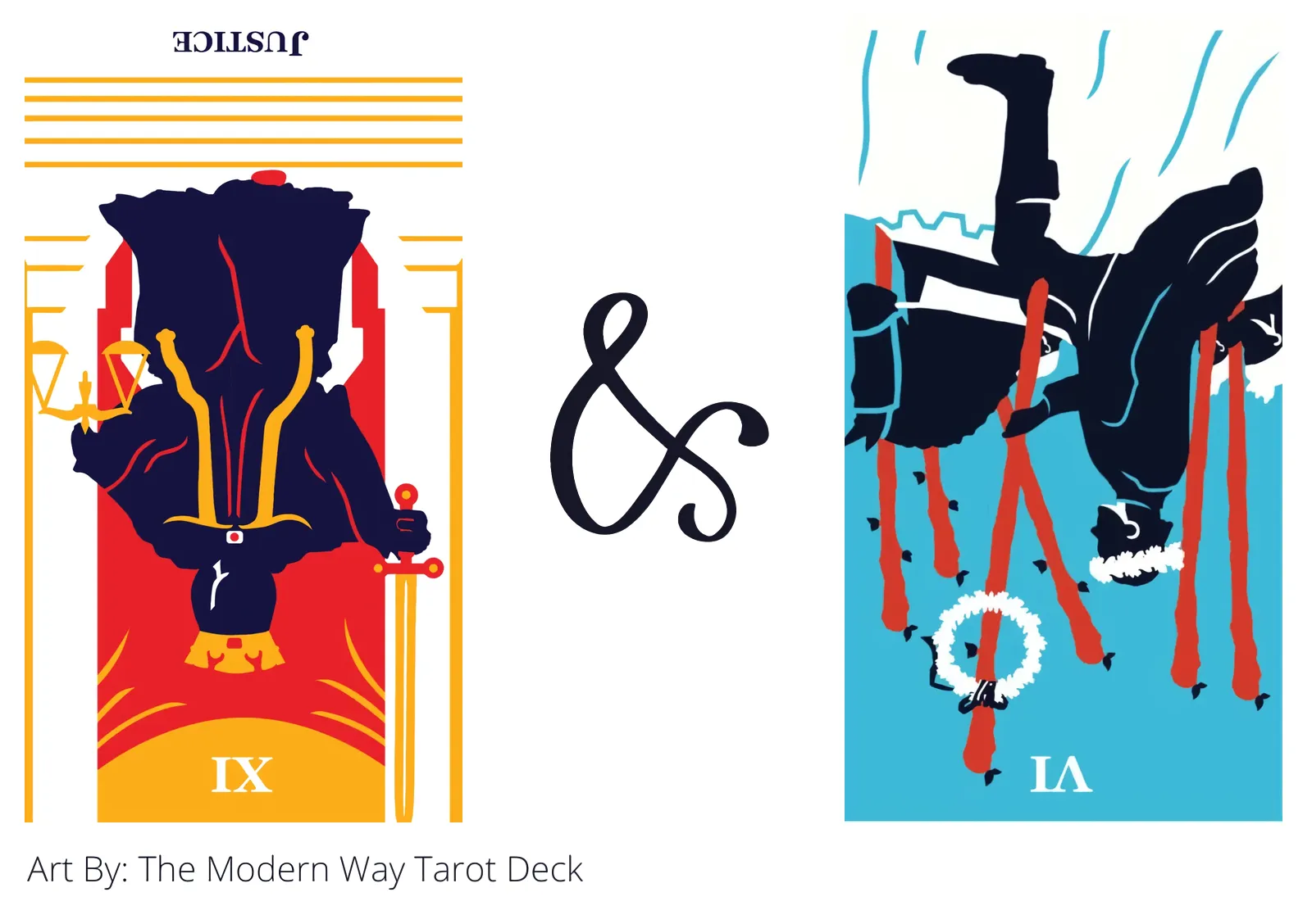 justice reversed and six of wands reversed tarot cards together