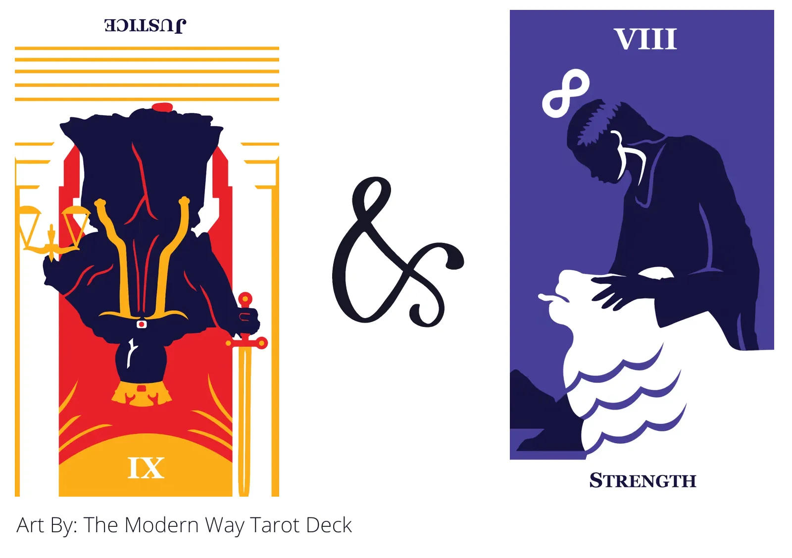 justice reversed and strength tarot cards together