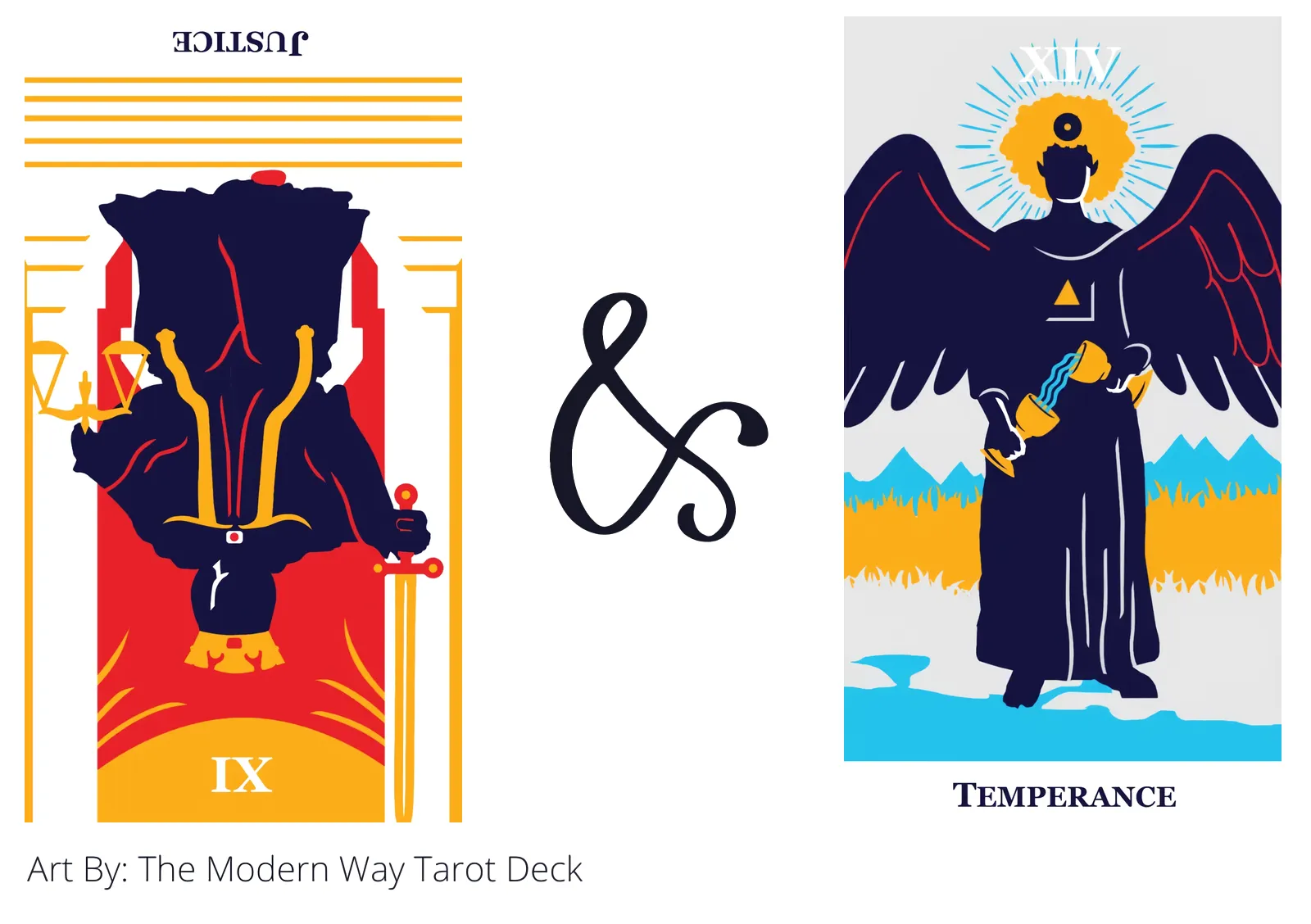 justice reversed and temperance tarot cards together