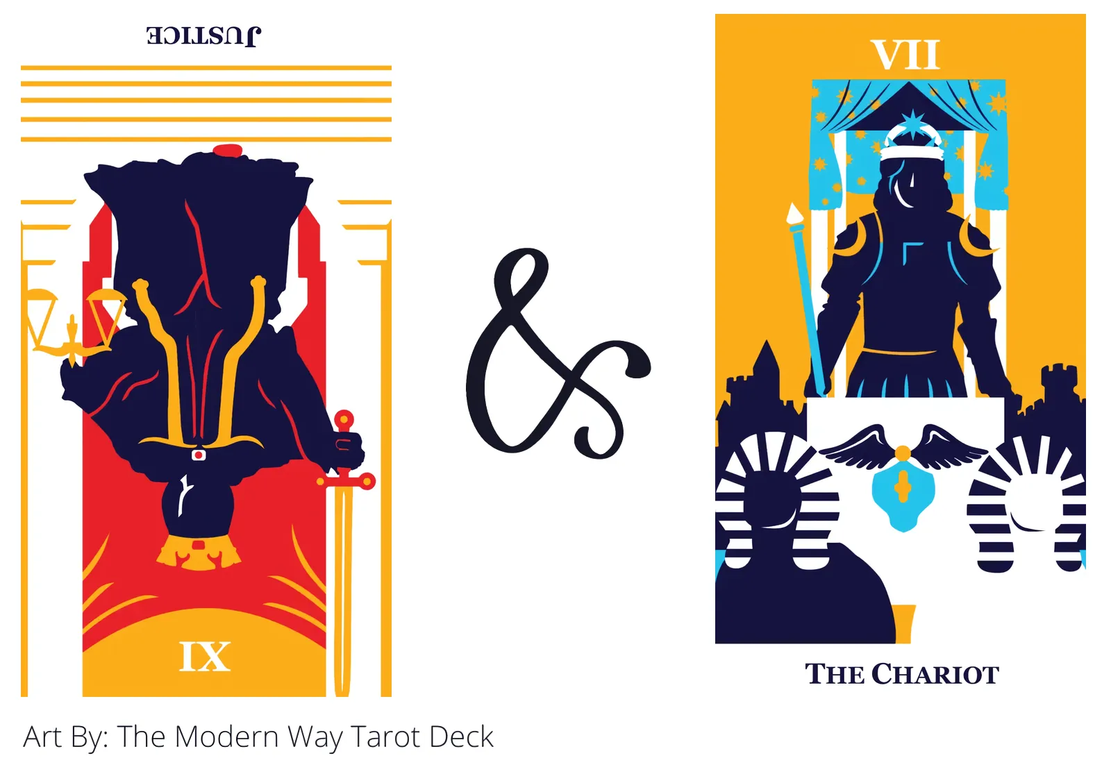 justice reversed and the chariot tarot cards together