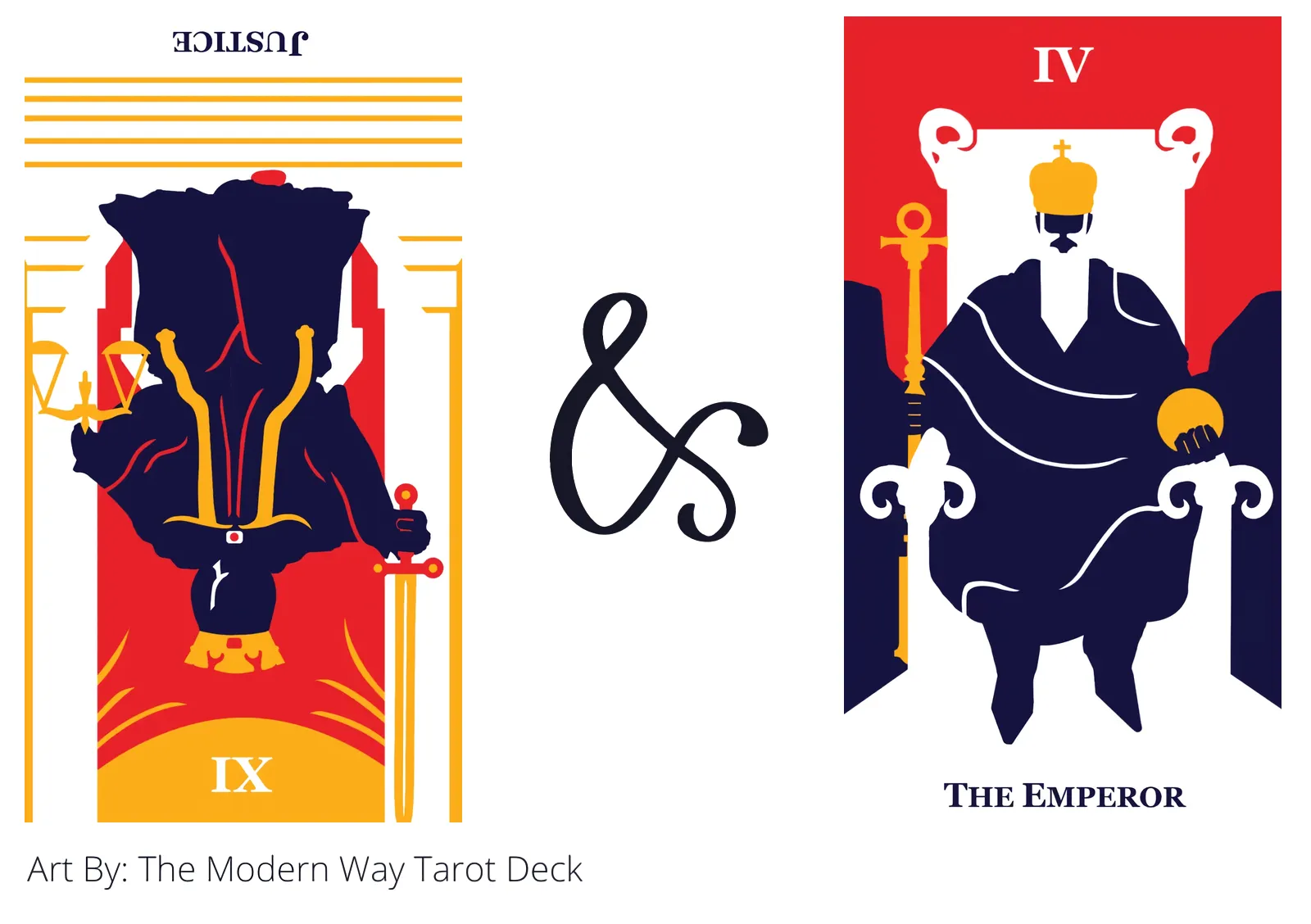 justice reversed and the emperor tarot cards together