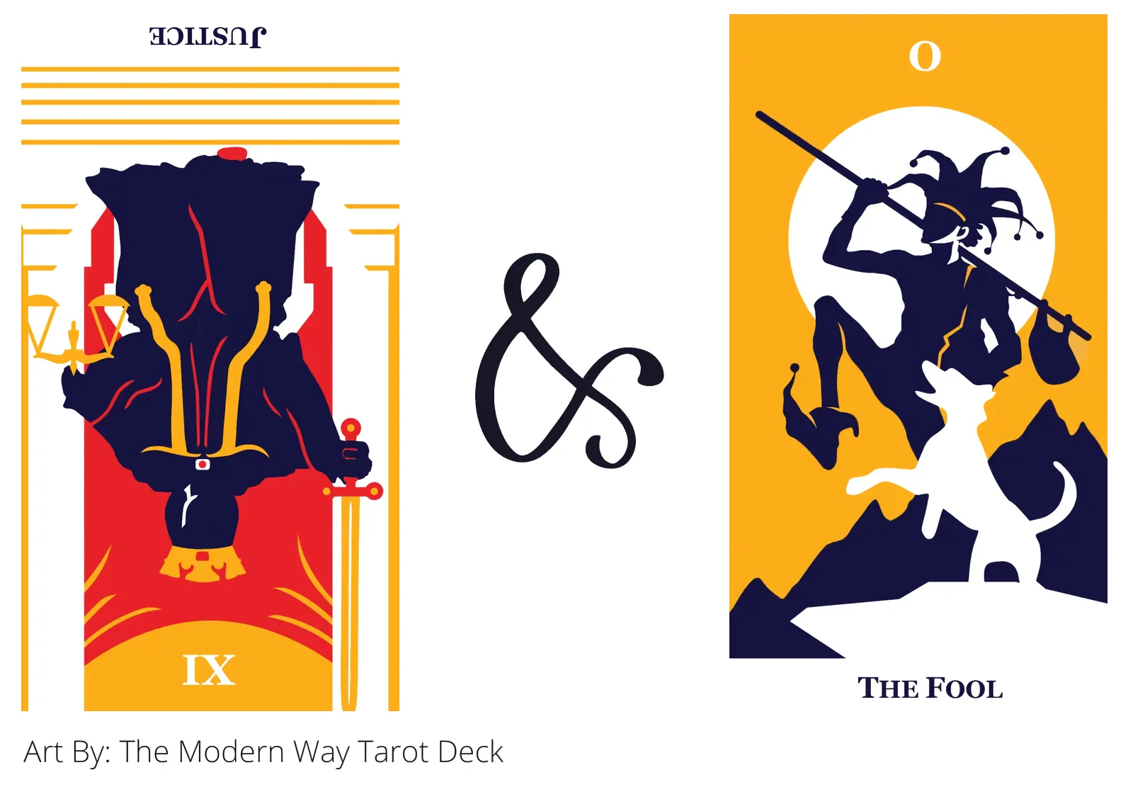 justice reversed and the fool tarot cards together