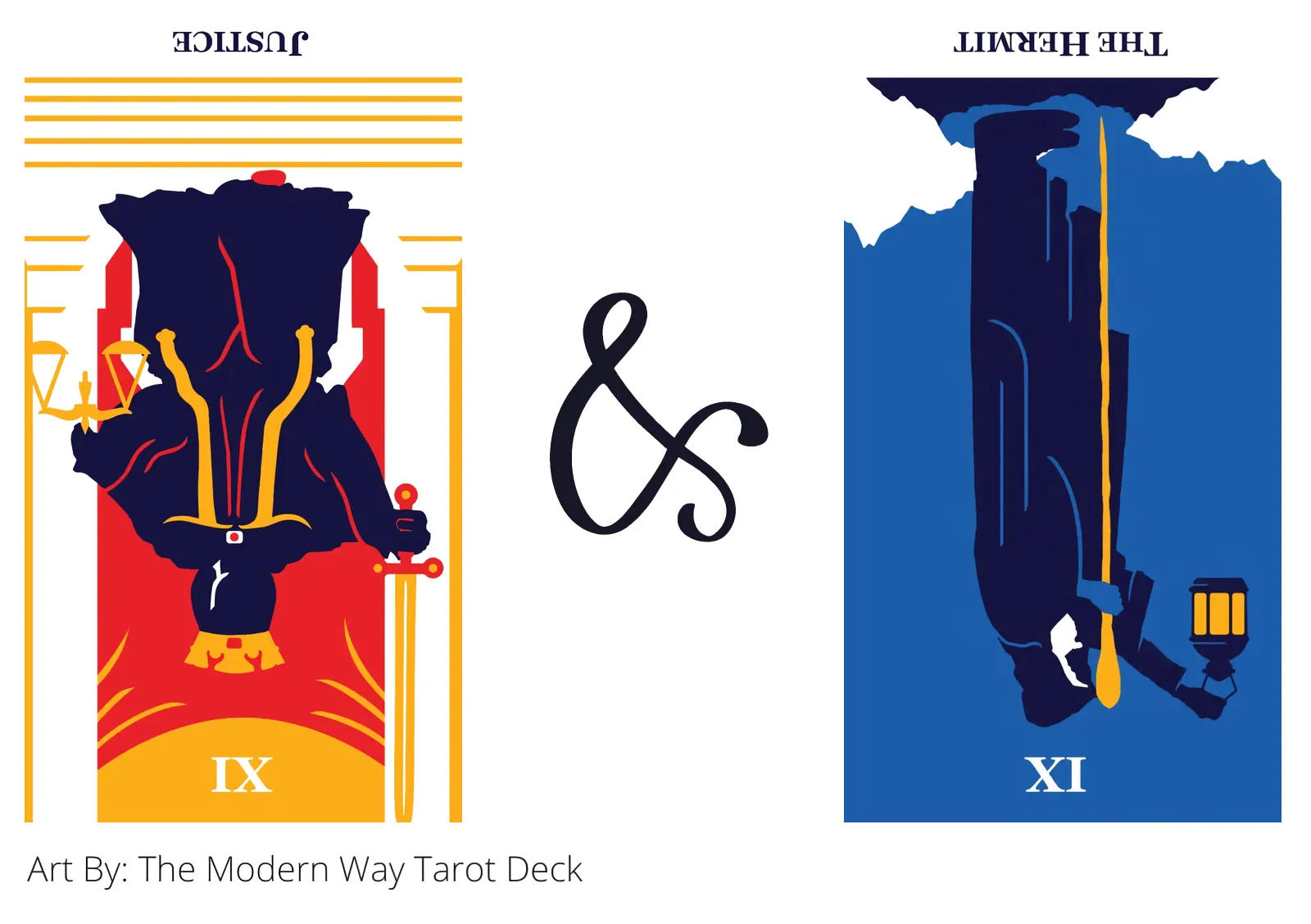 justice reversed and the hermit reversed tarot cards together