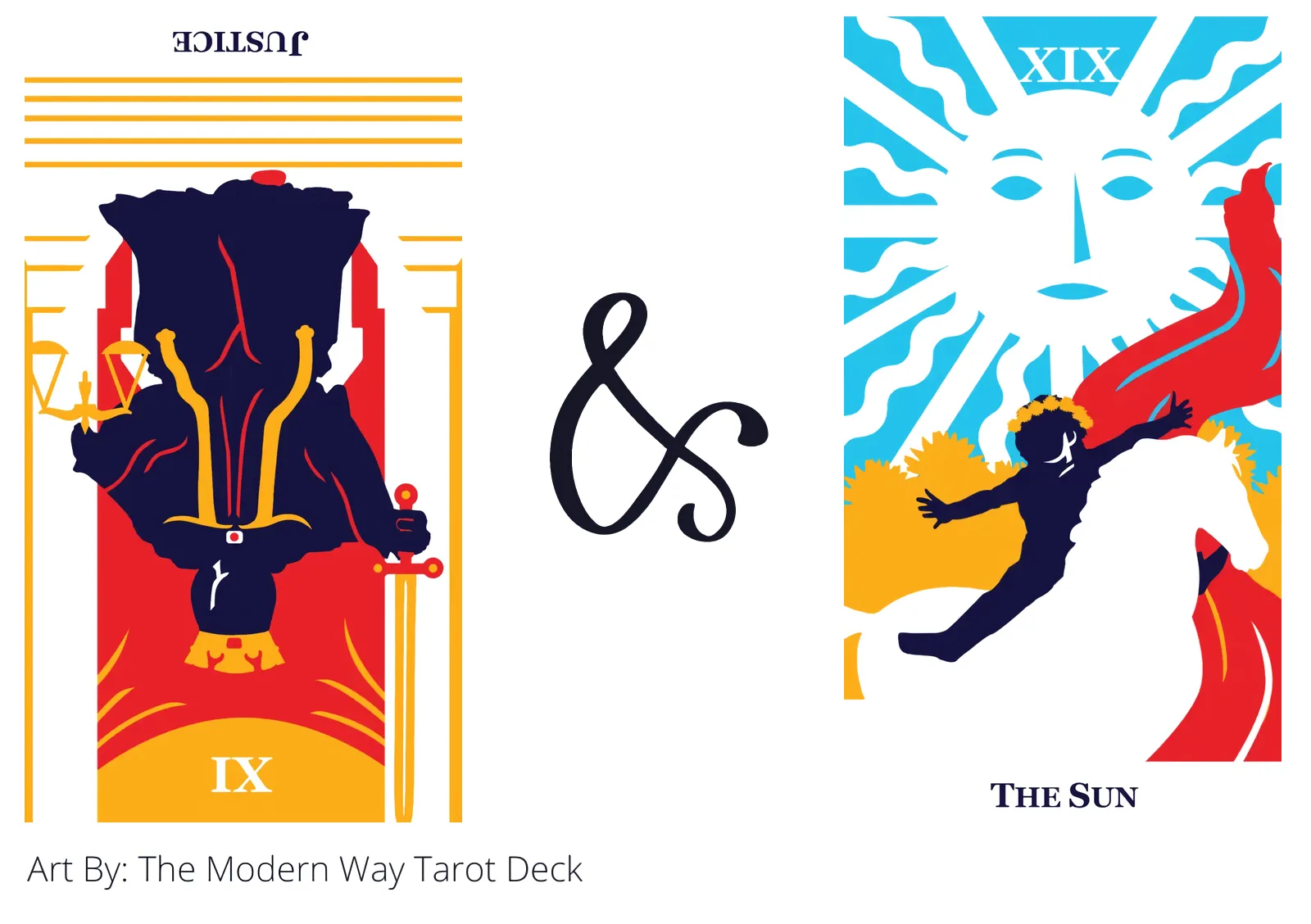 justice reversed and the sun tarot cards together